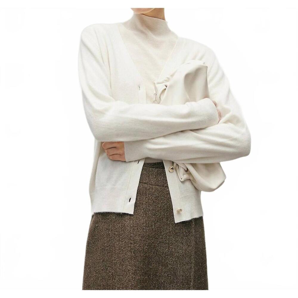 NEW MEILLEUR MOMENT brushed cashmere cardigan in ivory